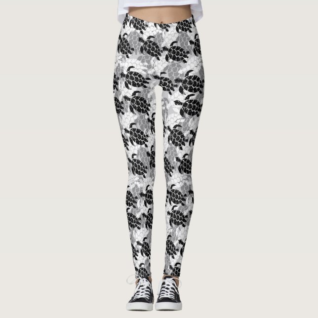 Leggings Tortue de mer de Honu Hawaiian Aloha Silver (Devant)