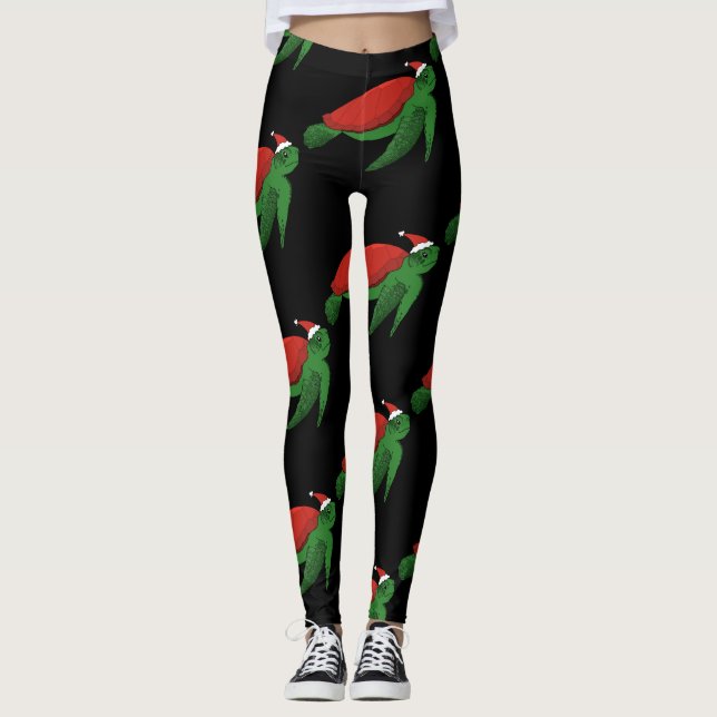 Leggings Tortue de mer de Noël (Devant)
