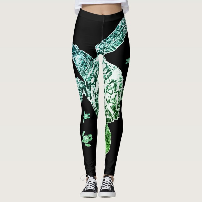 Leggings Tortue de mer verte (Devant)