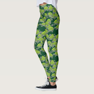 Leggings Tortues de mer verte mignonnes nageant des guêtres