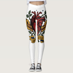 Leggings Tough Love Boxeuse Tatouage de cœur Rose Flash For