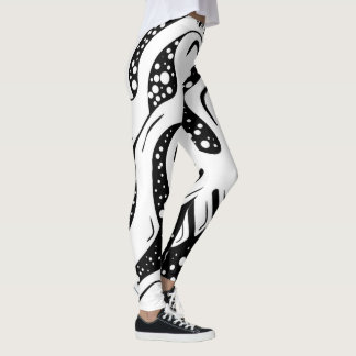 Leggings Tourbillon abstrait noir et blanc