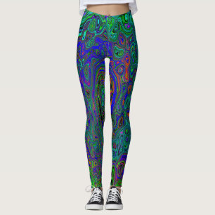 Leggings Tourbillon Bleu Marbré et Abstrait Rétro Aquamarin