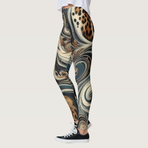 Leggings Tourbillon Imprimé Léopard Abstrait