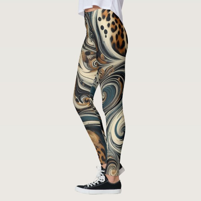 Leggings Tourbillon Imprimé Léopard Abstrait (Gauche)
