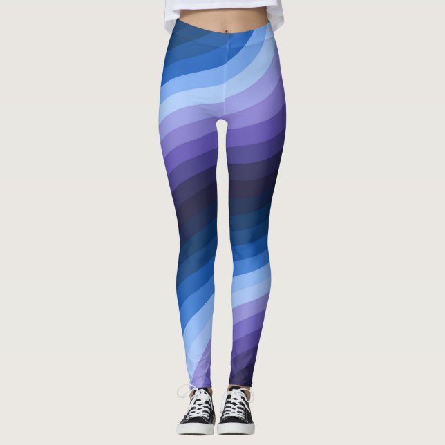 Leggings Tourbillon Indigo Abstrait Diagonal Rainbow Swirl (Devant)