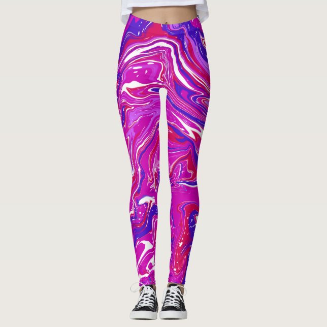 Leggings Tourbillons roses et violets (Devant)