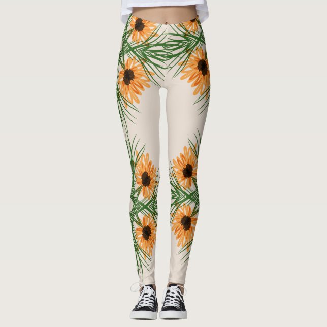 Leggings Tournesol Botanique Yoga Motif Leging (Devant)