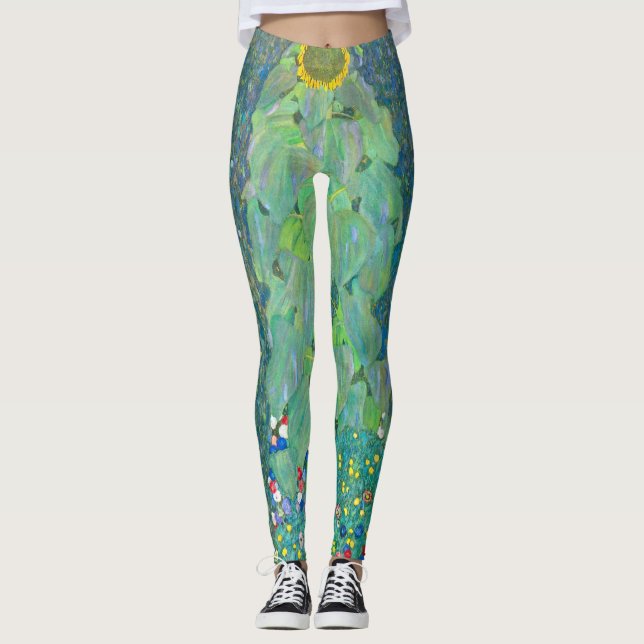 Leggings Tournesol de Klimt, Fleurs Vintages Art Nouveau (Devant)