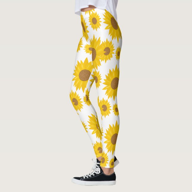 Leggings Tournesol jaune à motifs avec de minuscules graine (Gauche)