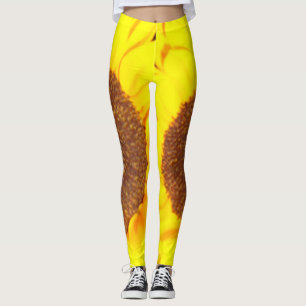 Leggings Tournesol Jaune Jambes Brown Florales
