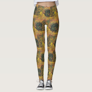 Leggings Tournesols de Van Gogh - Art floral doré vintage