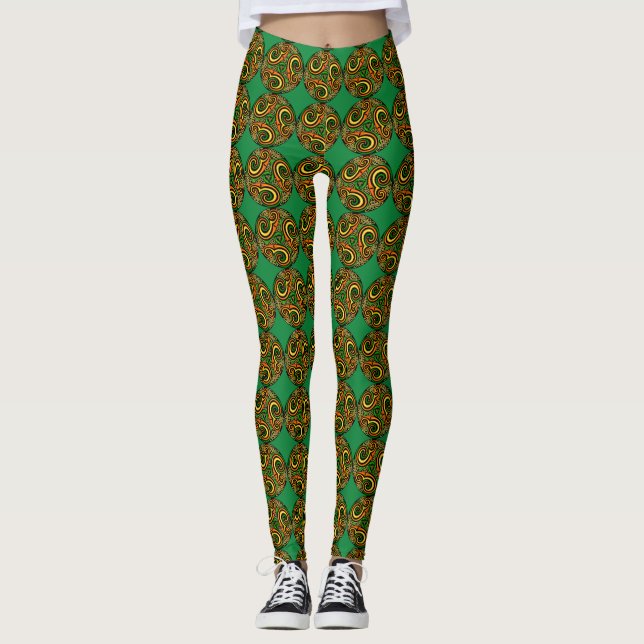 Leggings tout-imprimé de Mandala celtique irlandai (Devant)