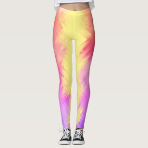 Leggings tout-sur-impression rose et jaune arc-en-