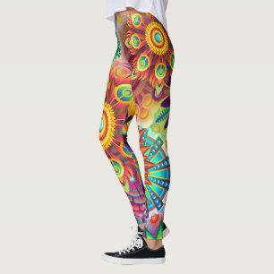 Leggings Tout-Sur-Imprimé De Mandala Capri Colorés