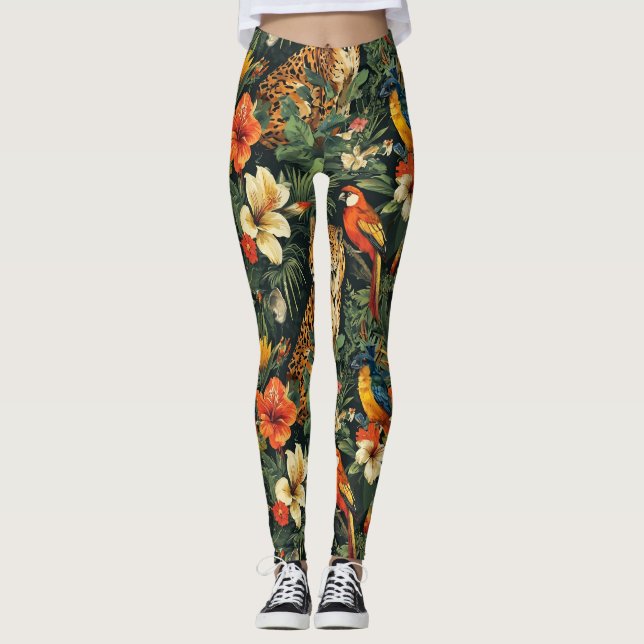 Leggings Tout-Sur-Imprimé Léopard De Jungle Tropic (Devant)