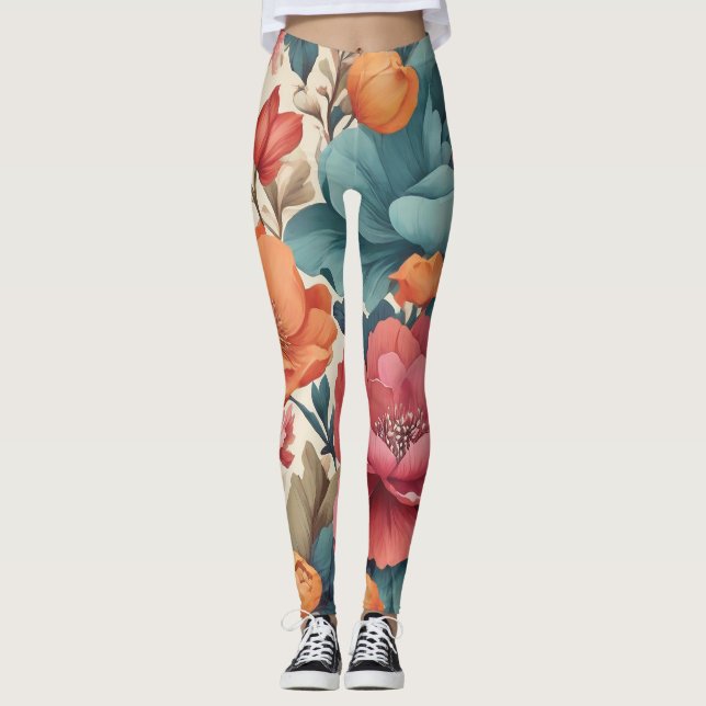 Leggings Tout sur imprimer legers Florals motif (Devant)