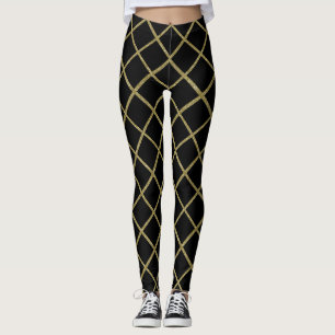 Leggings Toute couleur avec Gold Parties scintillant Grid F