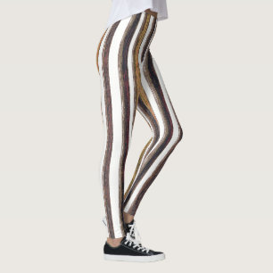 Leggings Traces verticales tons terre Brown et blanc
