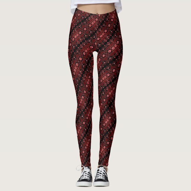 Leggings Tradition de la frontière des broderies ethniques  (Devant)