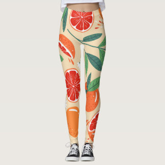 Leggings Tranches de pamplemousse, motif moderne sans soudu
