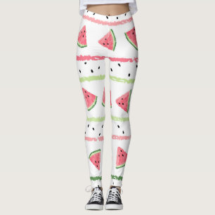 Leggings Tranches de pastèque : Aquarelle rayée sans fil