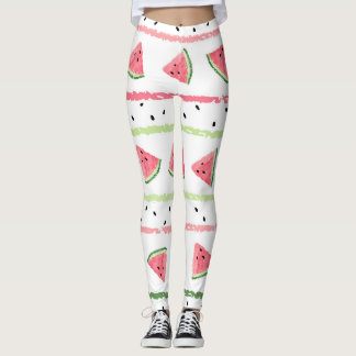 Leggings Tranches de pastèque : Aquarelle rayée sans fil