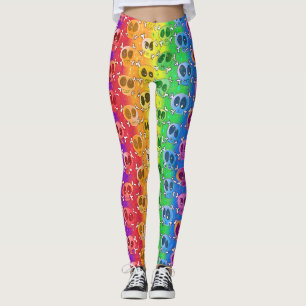 Leggings Traverses du crâne arc-en-ciel dans les couleurs d
