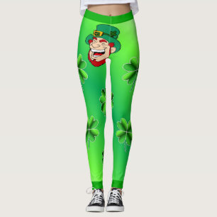 Leggings Trèfle frais et cœur vert brillant de lutin