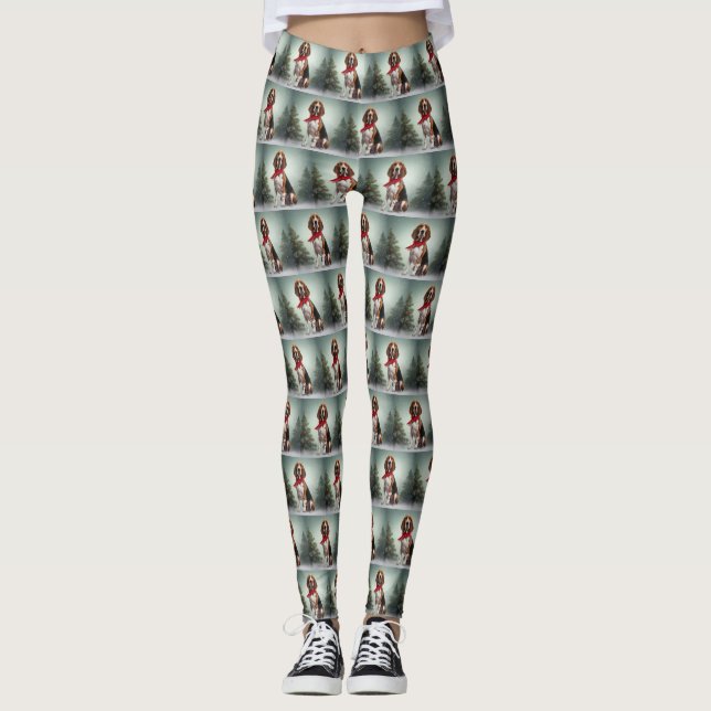 Leggings Trek Walker Coonhound Dog en Noël de neige (Devant)