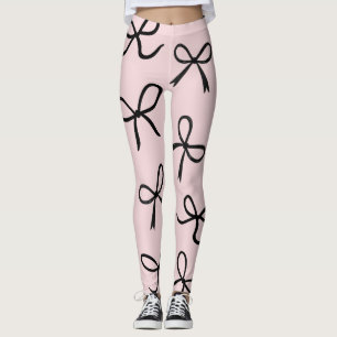 Leggings Trendy Cute Little Black Bows Rose