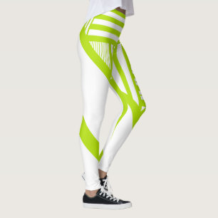 Leggings Triangle en Lime Vert et Blanc