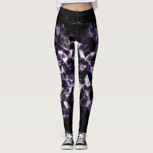 Leggings Triangle géométrique violet fumé motif de galaxie