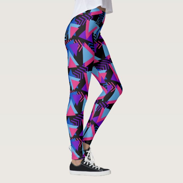 Leggings Triangles géométriques rose noir Turquoise bleu (Droite)