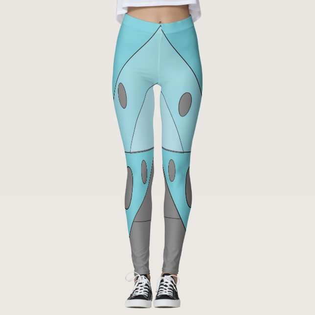 Leggings Triangles Motif géométriques bleu Turquoise Funny (Devant)