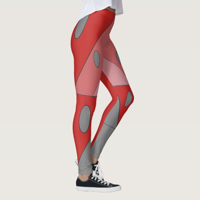 Leggings Triangles Motifs géométriques Ovales Noir Rouge Fu (Droite)