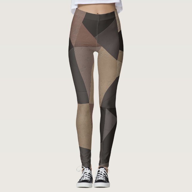 Leggings Triangles polygonaux géométriques imprimés couleur (Devant)