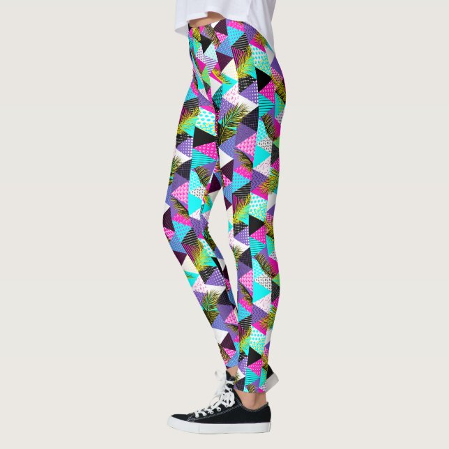 Leggings Triangles Style Neon Memphis (Gauche)