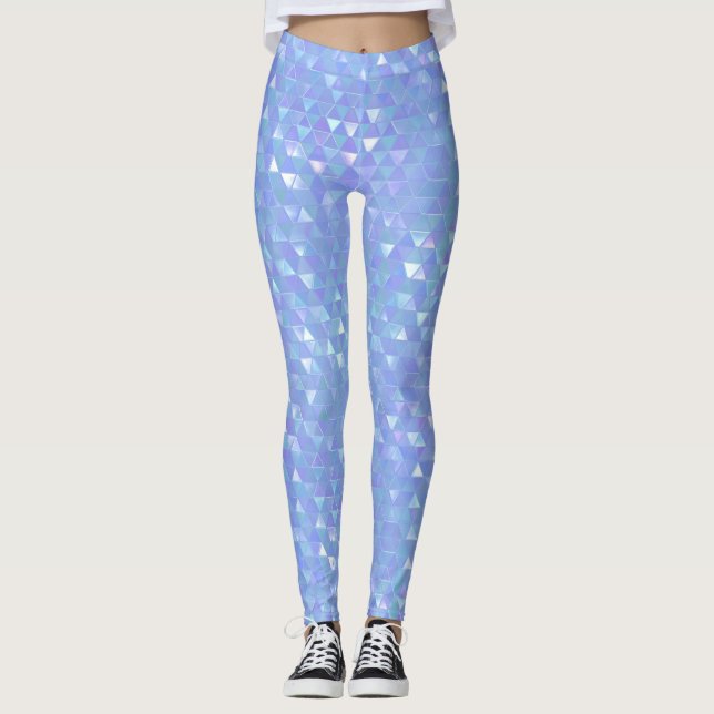 Leggings Triangles Tendance Violet Bleu Géométrique (Devant)