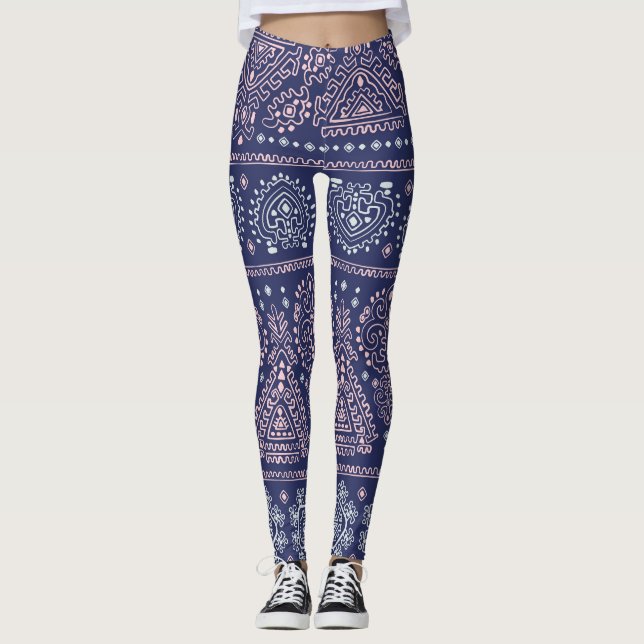 Leggings Tribal Mexicain, ethnique sans couture motif. (Devant)