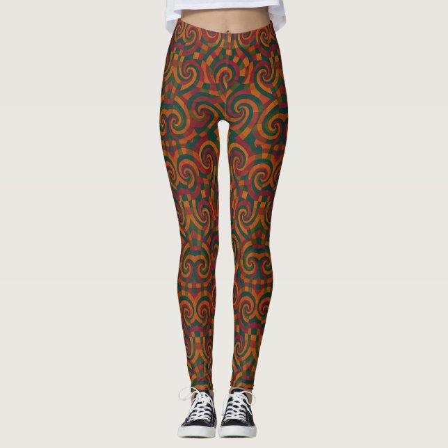 Leggings Trip fileté | Patchwork spirale psychédélique (Devant)