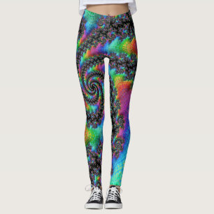 Leggings Tripant Hippie Psychédélique Spirale Arc-en-ciel F