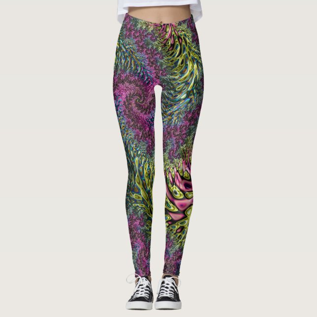 Leggings Trippy Funky Super numérique Abstrait Fractal Art (Devant)