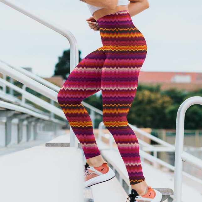 Leggings Trippy Stripes Bold Purple Psychedelic Glitchy (Créateur téléchargé)