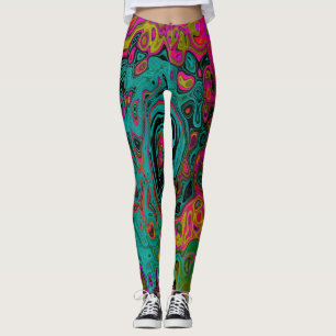 Leggings Trippy Turquoise Abstrait Retro Liquid Swirl