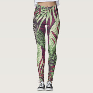 Leggings Tropical Exotic : Vert tendance sans couture