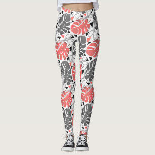 Leggings Tropical print monstera leaves scissors jungle exo