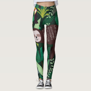 Leggings Tropical Sloth : Cartoon Motif sans couture