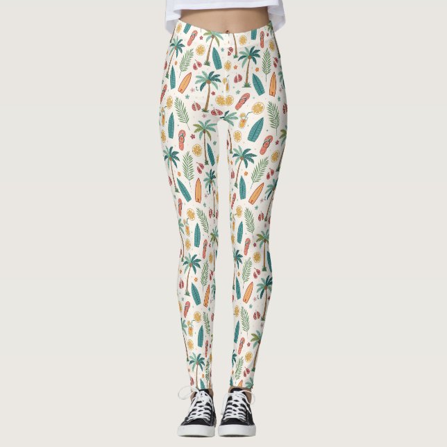 Leggings Tropical Summer Beach Pattern (1) (Devant)