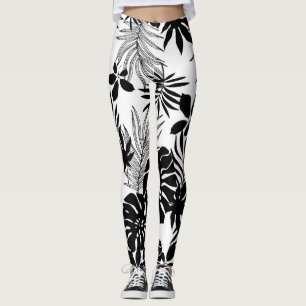 Leggings Tropiques Noires et Blancs : Nature Silhouettée